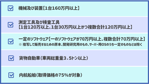 中小企業投資促進税制が利用できる対象の設備