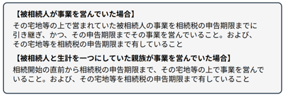 小規模宅地等の特例を受けるための条件