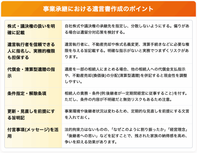 事業継承における遺言書作成のポイント
