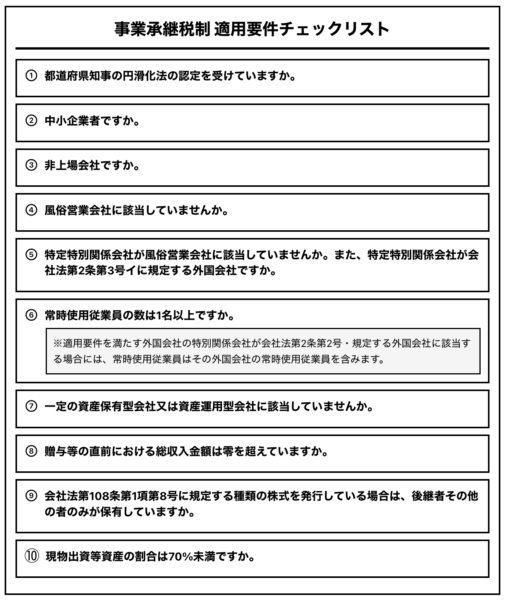 事業承継税制チェックリスト